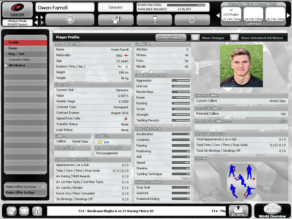 Rugby Union Team Manager 2015 PC Steam CD Key