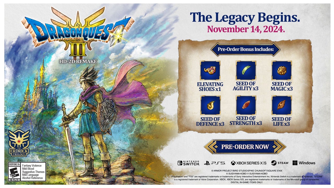 DRAGON QUEST III HD-2D Remake - Pre-order Bonus DLC EU Nintendo Switch CD Key